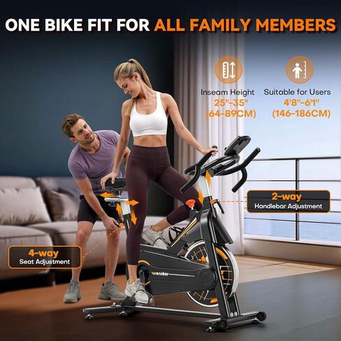Exercise Bike, Wenoker Stationary Bike for Home App Sync Indoor Bike with Adjustable Seat and Multi-grips Handlebar, Transport Wheels and Fitness Courses for Weight Loss in Kuwait