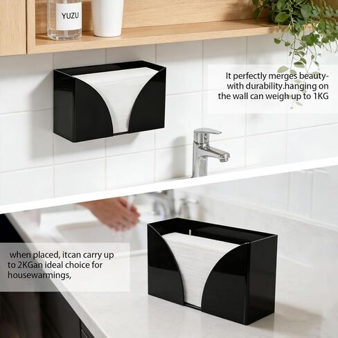 Paper Towel Dispenser，Black Paper Towel Holder，Acrylic Napkin Holder for Table，Can Wall-Mount C-Fold, Z-Fold, Trifold Paper Hand Towel Dispenser for Canteen Home and Commercial in Saudi Arabia