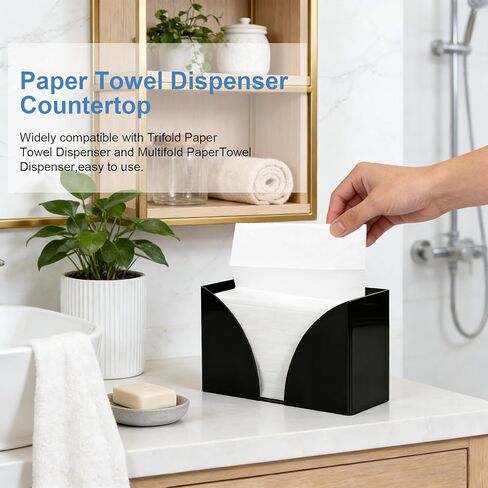 Paper Towel Dispenser，Black Paper Towel Holder，Acrylic Napkin Holder for Table，Can Wall-Mount C-Fold, Z-Fold, Trifold Paper Hand Towel Dispenser for Canteen Home and Commercial in Saudi Arabia