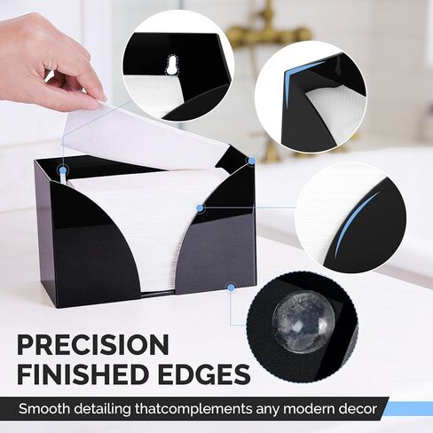 Paper Towel Dispenser，Black Paper Towel Holder，Acrylic Napkin Holder for Table，Can Wall-Mount C-Fold, Z-Fold, Trifold Paper Hand Towel Dispenser for Canteen Home and Commercial in Saudi Arabia