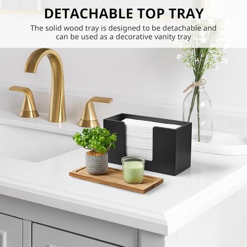 Paper Towel Dispenser Wall Mount, Wooden Bathroom Paper Towel Holder with Lid for Home and Commercial, C-Fold, Z-Fold, Trifold Paper Hand Towel Dispenser for Bathroom Kitchen Restroom, Black in Saudi Arabia