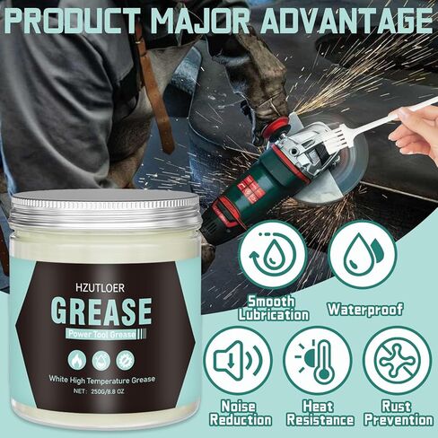 250g White Lubricating Grease,High Temperature Grease,Noise Reduction,Rustproof & Long-Lasting for Power Tool,Auto Wheel Bearings,Industrial Mechanical Components in Kuwait