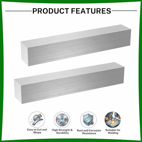 6061 Aluminum Flat Bar, 1" Thickness X 1" Width X 8" Length Aluminum Flat Plate, Solid Aluminum Bar for Crafting, Industrial Building in Kuwait