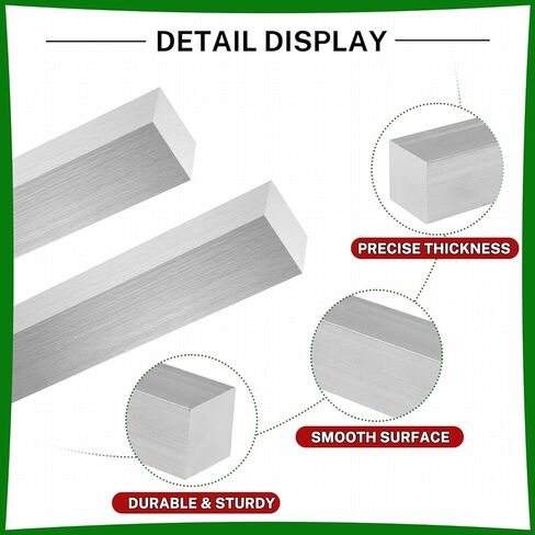 6061 Aluminum Flat Bar, 1" Thickness X 1" Width X 8" Length Aluminum Flat Plate, Solid Aluminum Bar for Crafting, Industrial Building in Kuwait