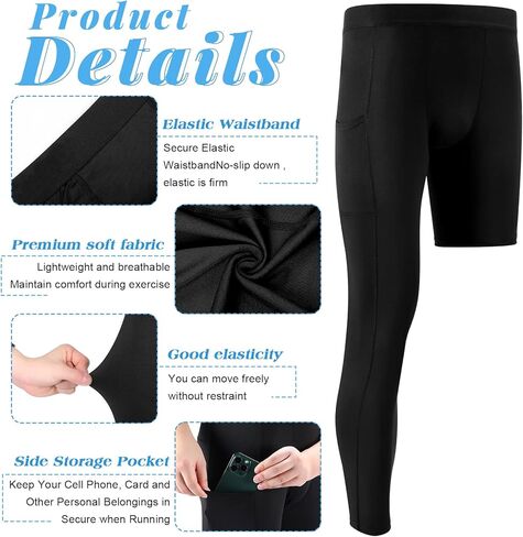 Hercicy 2 Packs 3/4 One Leg Compression Tights for Men Women Basketball Leg Sleeve Leggings Pants Athletic Base Layer in Saudi Arabia