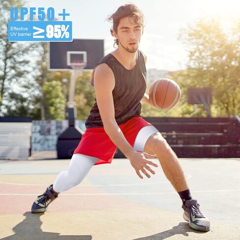Hercicy 2 Packs 3/4 One Leg Compression Tights for Men Women Basketball Leg Sleeve Leggings Pants Athletic Base Layer in Saudi Arabia