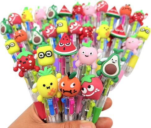 12pcs قلم متعدد الألوان أناناس في واحد 4 في 1 فاكهة صغيرة فاكهة صغيرة أقلام أقلام المرح متنوعة الحبر كاواي بوينت in Kuwait