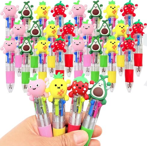 12pcs قلم متعدد الألوان أناناس في واحد 4 في 1 فاكهة صغيرة فاكهة صغيرة أقلام أقلام المرح متنوعة الحبر كاواي بوينت in Kuwait