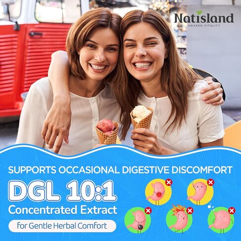 DGL & Zinc Carnosine Gummies, Supports Occasional Stomach Upset & Digestive Comfort, Deglycyrrhizinated Licorice 10:1 Extract, Gentle Gut bland for Stomach Lining Health, Sugar-Free, Non-GMO, 60ct in Kuwait