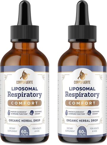 11-in-1 Liposomal Respiratory Relief Drops - Mullein Drops for Lungs with Elderberry, Licorice Root - Support Lung Cleanse and Mucus Relief - Suitable for Kids and Adults (1 Pack) in Kuwait