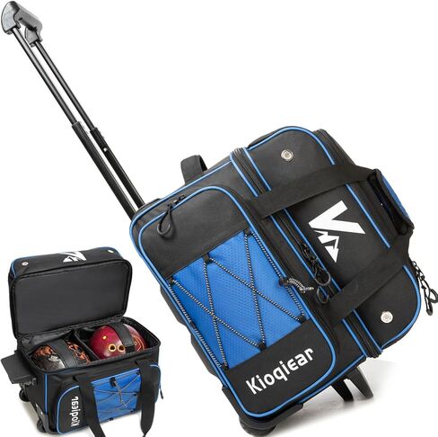 2 حقيبة بولينج مع عجلة، بكرة مزدوجة 2 حقيبة بولينج مع مقصورات للمعدات والأحذية، مقبض يمتد إلى 99.5 سم. in Kuwait