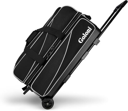 Goloni 3/4 Ball Bowling Bag with Wheels, Rolling Bowling Roller Bag with Retractable Handle for Balls & Bowling Accessories in Saudi Arabia