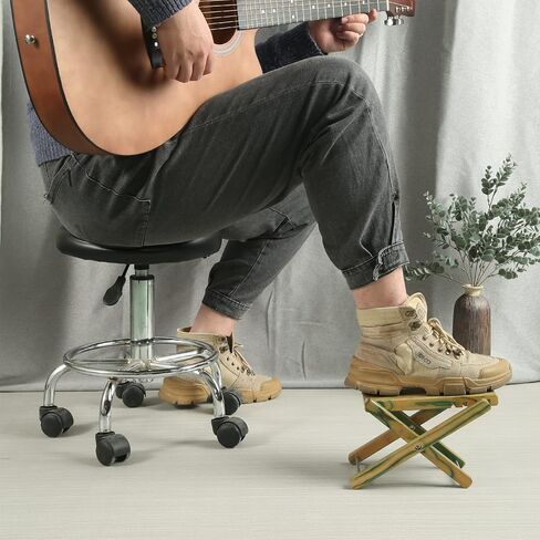 Miwayer Bamboo 4 Gears Adjustable Upscale Guitar Foot Rest Non-Slip Foot Stool Foldable Footrest from 4.5" up to 8"，Accessory for Classical Acoustic Guitar Part in Saudi Arabia