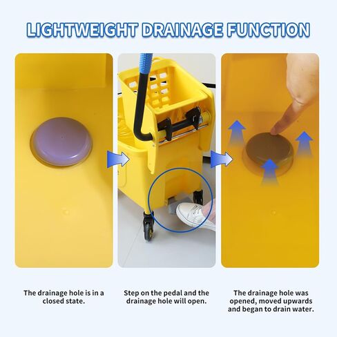 مجموعة ممسحة ذات ضغط جانبي 35QT ومجموعة عصارة على عجلات، باللون الأصفر، بما في ذلك ممسحة صناعية شديدة التحمل ومجموعة واحدة من قفازات التنظيف المطاطية الكبيرة in Kuwait