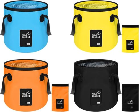 4 Pcs 5 Gallon Bucket Collapsible Foldable Buckets with Handle for Camping Fishing Hiking to Hold Water Foldfoldable Bucket Collapsible 5 galloning Container Carry Bag Portable Fold up Lightweight in Saudi Arabia