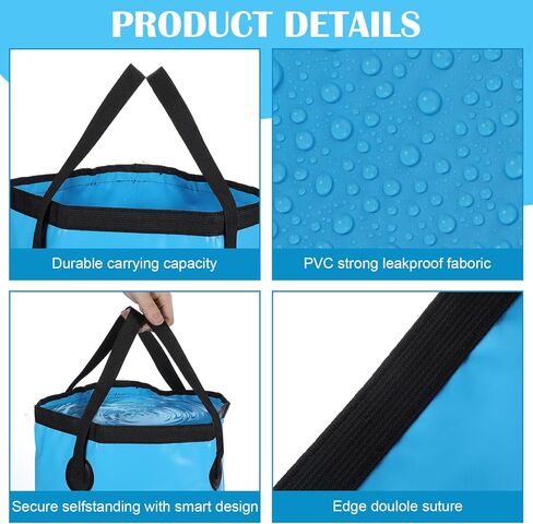 4 Pcs 5 Gallon Bucket Collapsible Foldable Buckets with Handle for Camping Fishing Hiking to Hold Water Foldfoldable Bucket Collapsible 5 galloning Container Carry Bag Portable Fold up Lightweight in Saudi Arabia