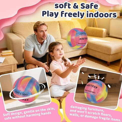 Soft Volleyball, Size 5 Super Soft Fabric Lightweight Volleyball for Indoor Practice, Quiet & Safe Training Ball for Kids, Youth & Beginners, Home & Yard Play (Deflated) in Saudi Arabia