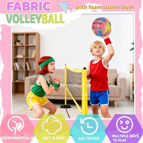 Soft Volleyball, Size 5 Super Soft Fabric Lightweight Volleyball for Indoor Practice, Quiet & Safe Training Ball for Kids, Youth & Beginners, Home & Yard Play (Deflated) in Saudi Arabia