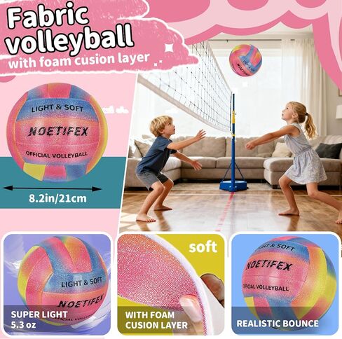 Soft Volleyball, Size 5 Super Soft Fabric Lightweight Volleyball for Indoor Practice, Quiet & Safe Training Ball for Kids, Youth & Beginners, Home & Yard Play (Deflated) in Saudi Arabia