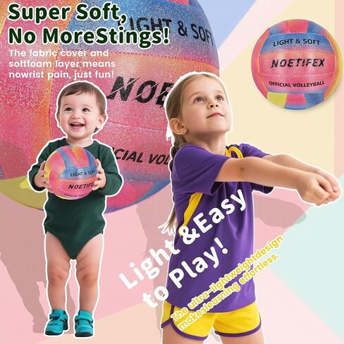 Soft Volleyball, Size 5 Super Soft Fabric Lightweight Volleyball for Indoor Practice, Quiet & Safe Training Ball for Kids, Youth & Beginners, Home & Yard Play (Deflated) in Saudi Arabia