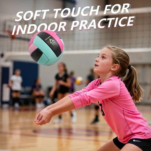 كرة طائرة ناعمة الحجم الرسمي 5 للفتيات المراهقات والأطفال المبتدئين تدريب الفريق 2026 نمط جديد للموسم الجديد متين للعب في الأماكن المغلقة في الهواء الطلق وممارسة الكرة الطائرة باللون الوردي in Kuwait