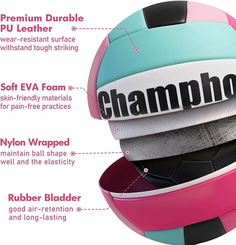 كرة طائرة ناعمة الحجم الرسمي 5 للفتيات المراهقات والأطفال المبتدئين تدريب الفريق 2026 نمط جديد للموسم الجديد متين للعب في الأماكن المغلقة في الهواء الطلق وممارسة الكرة الطائرة باللون الوردي in Kuwait