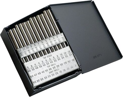 مجموعة شيكاغو لاتروب 165 من سلسلة الحفر الفولاذية عالية السرعة مع علبة معدنية، لمسة نهائية غير مطلية (لامعة)، حجم السلك، 60 قطعة، #60 - #1 in Kuwait