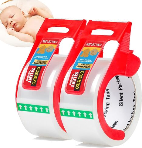 2-Pack No Noise Clear Packing Tape with Dispenser,2.7mil x 1.88" x 55Yds Heavy Duty Noiseless Packing Tape,Clear Packaging Tape for Shipping, Industrial Grade Moving Tape for Boxes COSIMIXO in Kuwait