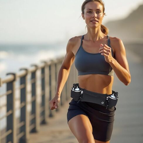 حزام جري قابل للتعديل مع زجاجات مياه، يناسب الهواتف، 5.9 أونصة، حقيبة المشي لمسافات طويلة والخصر in Kuwait