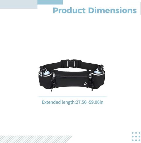 حزام جري قابل للتعديل مع زجاجات مياه، يناسب الهواتف، 5.9 أونصة، حقيبة المشي لمسافات طويلة والخصر in Kuwait