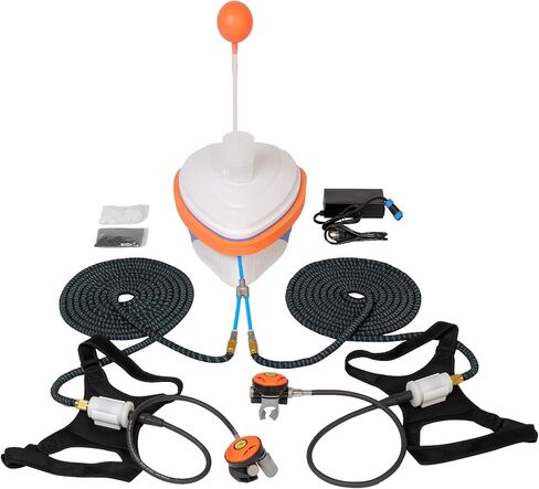 Dual-User Battery Scuba Diving System, Support 2 Divers Diving Ventilator with 2 60ft Hoses & Regulators, Rechargeable Tankless Dive System with 5.5H/6-7H/7-10H Usage Time in Saudi Arabia