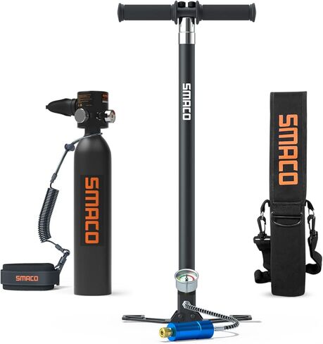 SMACO S300Pro Mini Scuba Tank 0.7L Mini Diving Tank Portable with Underwater Breath DOT Certified Tank Backup Air Supply Inflatable Pony Bottle Equipment for Underwater Expedition in Saudi Arabia