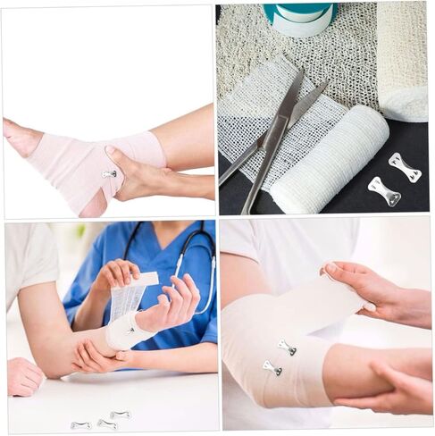 PartyKindom 100pcs Aluminum Clips for Elastic Bandages Practical Fixing Clips for Stretch Wraps Secure Fastening Supplies for Medical and Sports Use in Saudi Arabia