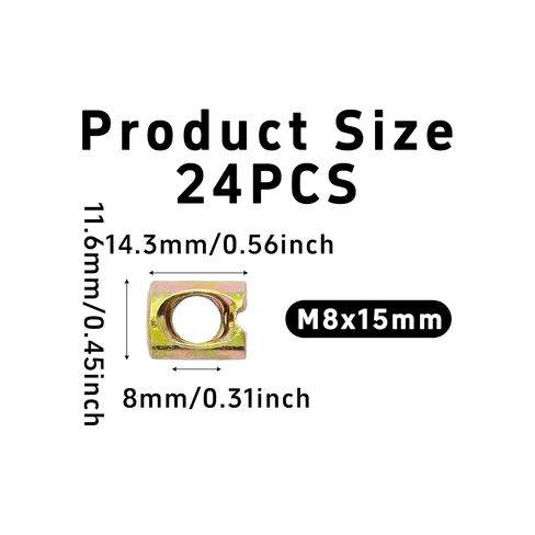 24 قطعة M8x14mm برميل المكسرات عبر المسامير مشقوق المكسرات الأجهزة استبدال عدة ل سرير بطابقين سرير الألواح الأمامية الكراسي الأثاث in Saudi Arabia