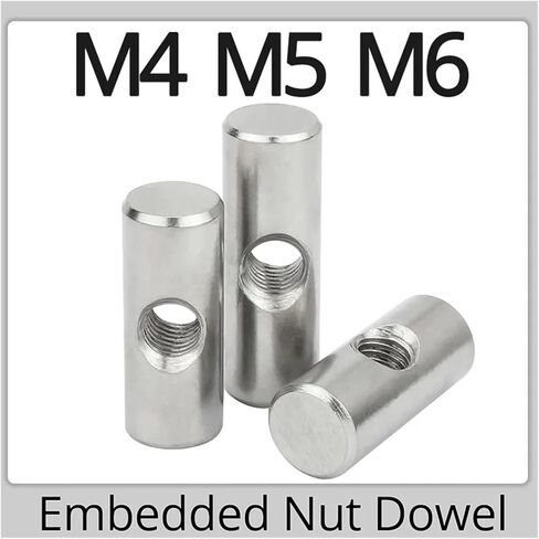 Barrel nut, M4 M5 M6 Cylindrical Pin 304 Stainless Steel Dowel Cross Hole Hammer Embedded Nut For Wood Furniture Accessories(OD8 M5x10(5PCS)) in Saudi Arabia