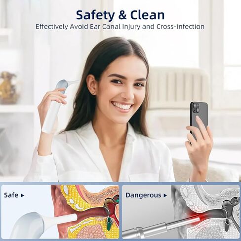 كاميرا الأذن اللاسلكية من كيميك - منظار الأذن واي فاي 1080 بيكسل مع 6 مصابيح LED، وكاميرا نطاق الأذن مع 10 ملحقات ملونة للأطفال والحيوانات الأليفة والكبار، تدعم الصور والفيديو، متوافقة مع أندرويد in Kuwait