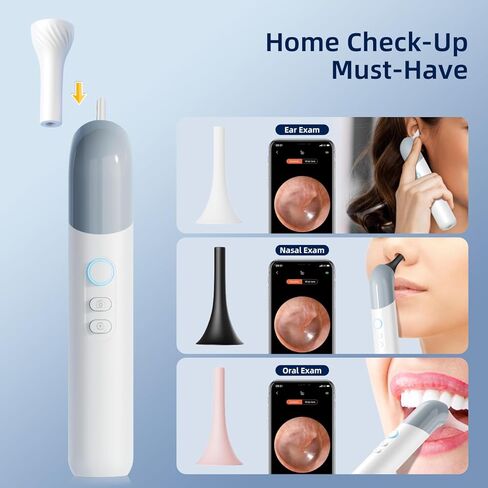 كاميرا الأذن اللاسلكية من كيميك - منظار الأذن واي فاي 1080 بيكسل مع 6 مصابيح LED، وكاميرا نطاق الأذن مع 10 ملحقات ملونة للأطفال والحيوانات الأليفة والكبار، تدعم الصور والفيديو، متوافقة مع أندرويد in Kuwait