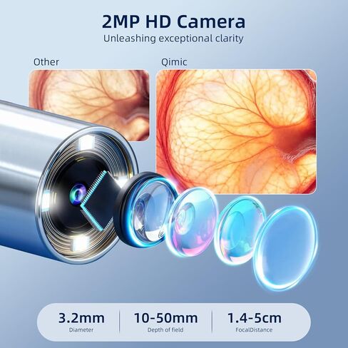 كاميرا الأذن اللاسلكية من كيميك - منظار الأذن واي فاي 1080 بيكسل مع 6 مصابيح LED، وكاميرا نطاق الأذن مع 10 ملحقات ملونة للأطفال والحيوانات الأليفة والكبار، تدعم الصور والفيديو، متوافقة مع أندرويد in Kuwait