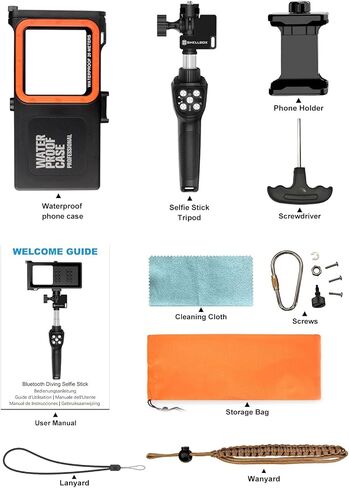 3-in-1 Diving Kit: 50FT Waterproof Phone Case + Underwater Bluetooth Selfie Stick + Phone Clip, 10-30" Extendable Pole for iPhone 17 Air/16, Samsung S26 S25 Ultra, IP68 Snorkeling Gear in Kuwait