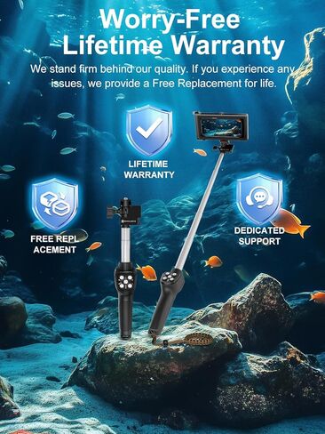 3-in-1 Diving Kit: 50FT Waterproof Phone Case + Underwater Bluetooth Selfie Stick + Phone Clip, 10-30" Extendable Pole for iPhone 17 Air/16, Samsung S26 S25 Ultra, IP68 Snorkeling Gear in Kuwait