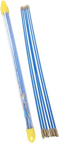 Fiberglass Cable Pulling Rod Set 10 Pieces 33cm x 4mm Flexible Electrical Wire Threader Kit with Guide Spring Hook Sliding Eye Connectors and Plastic Storage Case for Electricians Tradesmen and DIY in Kuwait