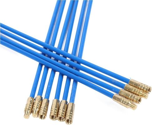 Fiberglass Cable Pulling Rod Set 10 Pieces 33cm x 4mm Flexible Electrical Wire Threader Kit with Guide Spring Hook Sliding Eye Connectors and Plastic Storage Case for Electricians Tradesmen and DIY in Kuwait