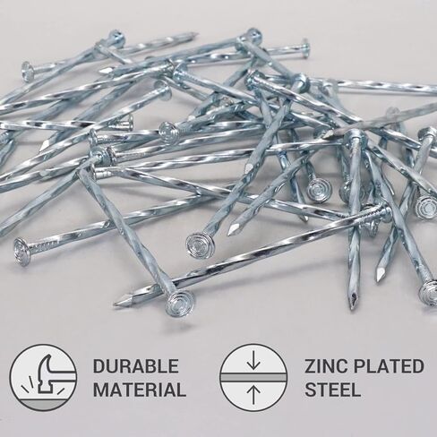(Pack of 50) Square Twisted Steel Nails 9/64" x 3-1/2" (3.8 x 90 mm), Zinc Plated Steel Nails, Woodworking Nails, Square Twist Nails in Saudi Arabia