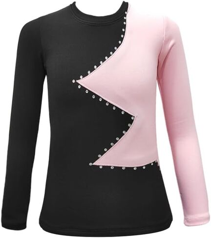 Pink Figure Skating Jacket for Girls Training with Sparkling Rhinestone Plush Premium Skating Training Clothes in Saudi Arabia