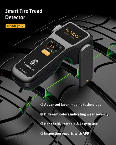 S1 Smart Tire Tread Depth Gauge, Handheld Laser Tire Tread Detector with 0.1mm High Accuracy, 2-in-1 Standalone & App Modes, Report Generation for Car Truck SUV - iOS & Android Compatible in Saudi Arabia
