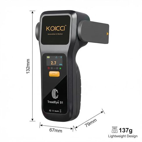 S1 Smart Tire Tread Depth Gauge, Handheld Laser Tire Tread Detector with 0.1mm High Accuracy, 2-in-1 Standalone & App Modes, Report Generation for Car Truck SUV - iOS & Android Compatible in Saudi Arabia