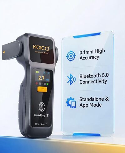 S1 Smart Tire Tread Depth Gauge, Handheld Laser Tire Tread Detector with 0.1mm High Accuracy, 2-in-1 Standalone & App Modes, Report Generation for Car Truck SUV - iOS & Android Compatible in Saudi Arabia