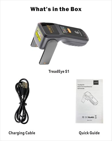 S1 Smart Tire Tread Depth Gauge, Handheld Laser Tire Tread Detector with 0.1mm High Accuracy, 2-in-1 Standalone & App Modes, Report Generation for Car Truck SUV - iOS & Android Compatible in Saudi Arabia