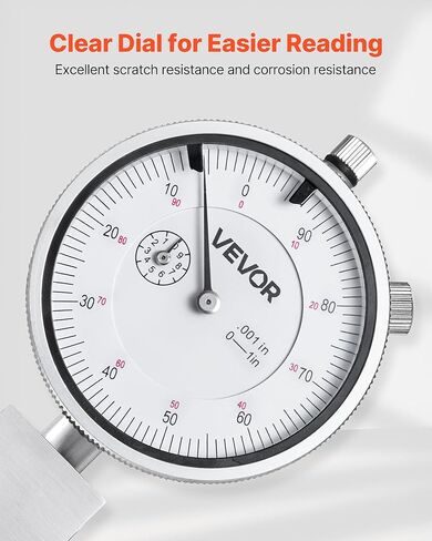 VEVOR Depth Gauge, Depth Micrometer 0-22 inch Measuring Range, 0.001" Resolution, with 4 Anvils & 6 Standard Rods, Precision Easy to Read Mechanical Tool for Measuring Groove, Step, Hole in Saudi Arabia
