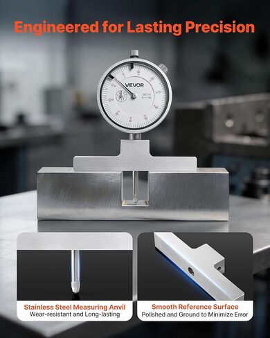 VEVOR Depth Gauge, Depth Micrometer 0-22 inch Measuring Range, 0.001" Resolution, with 4 Anvils & 6 Standard Rods, Precision Easy to Read Mechanical Tool for Measuring Groove, Step, Hole in Saudi Arabia